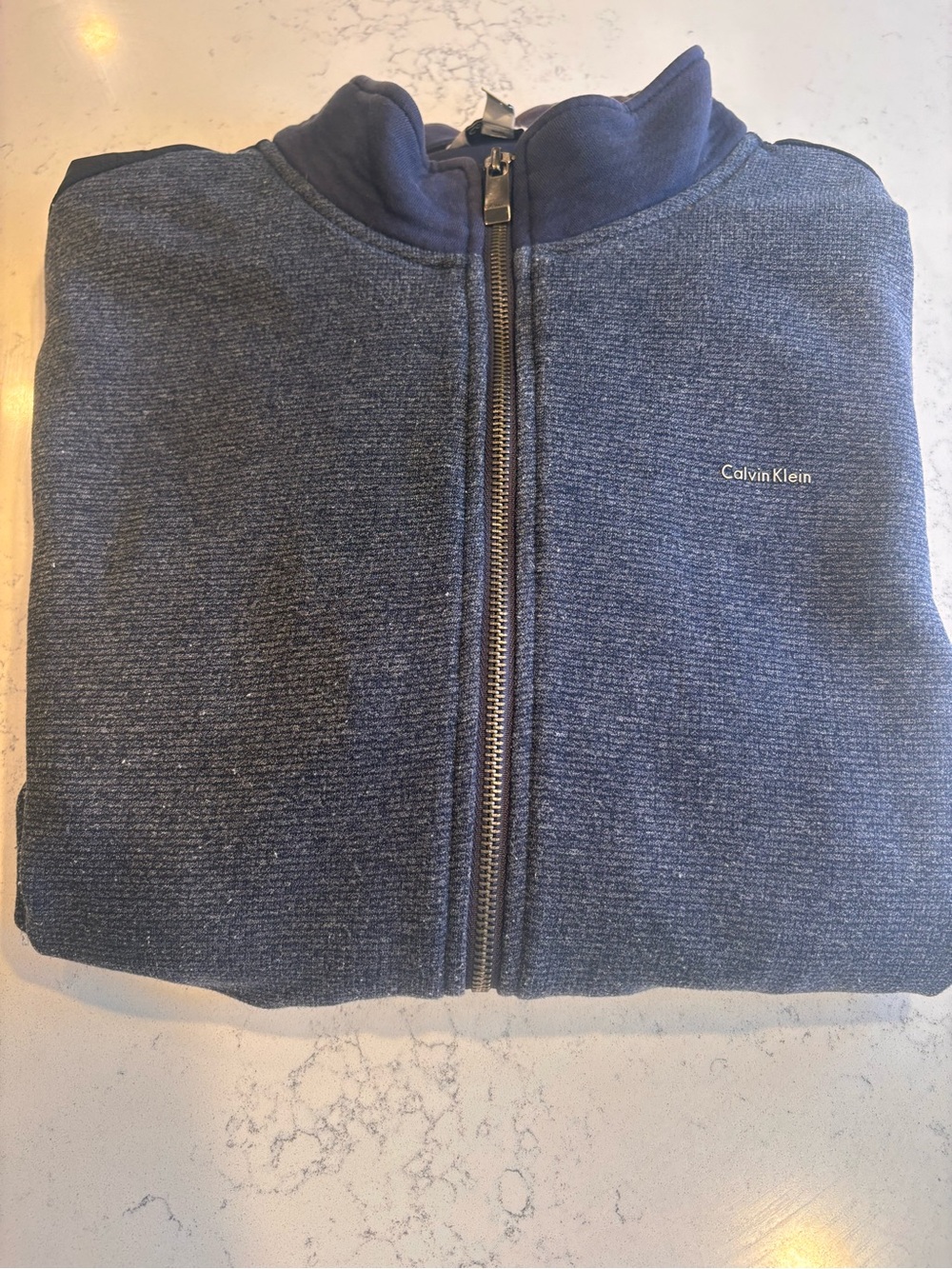 Calvin Klein Two-Tone Gray & Navy Zip-Up Jacket, Size Large